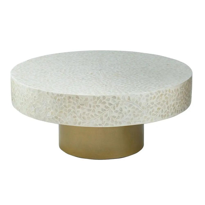 Unique Capiz Coffee Table & Pedestal Base