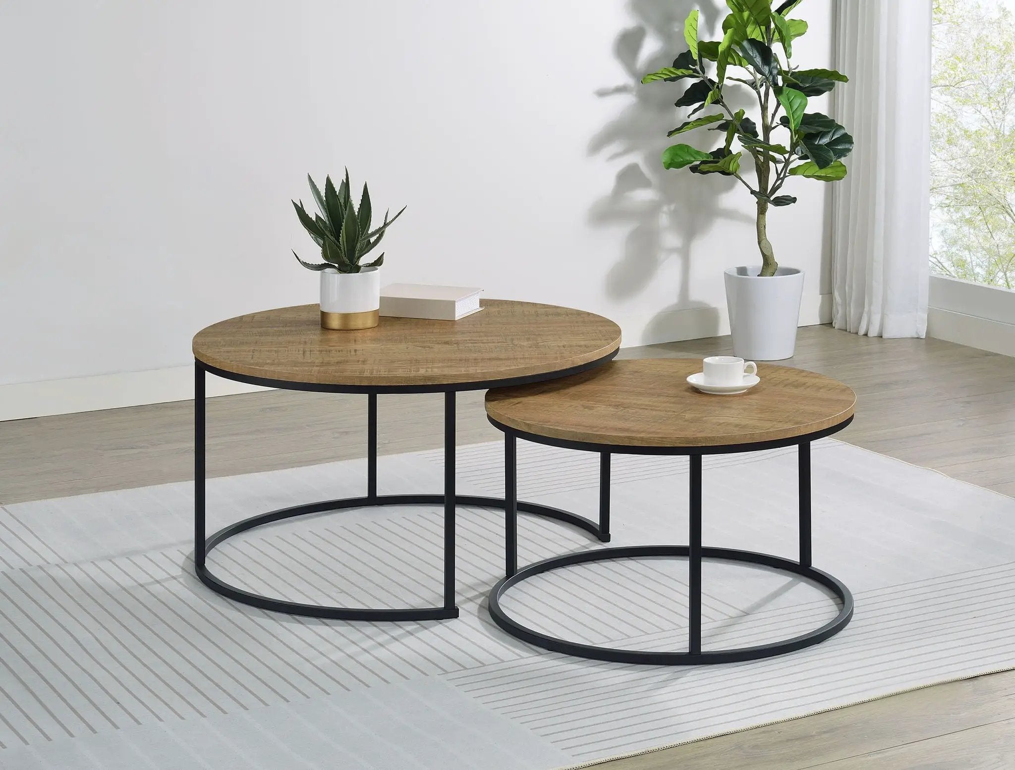 Lainey 2-piece Round Nesting Coffee Table Mango by Unique Piece Furniture