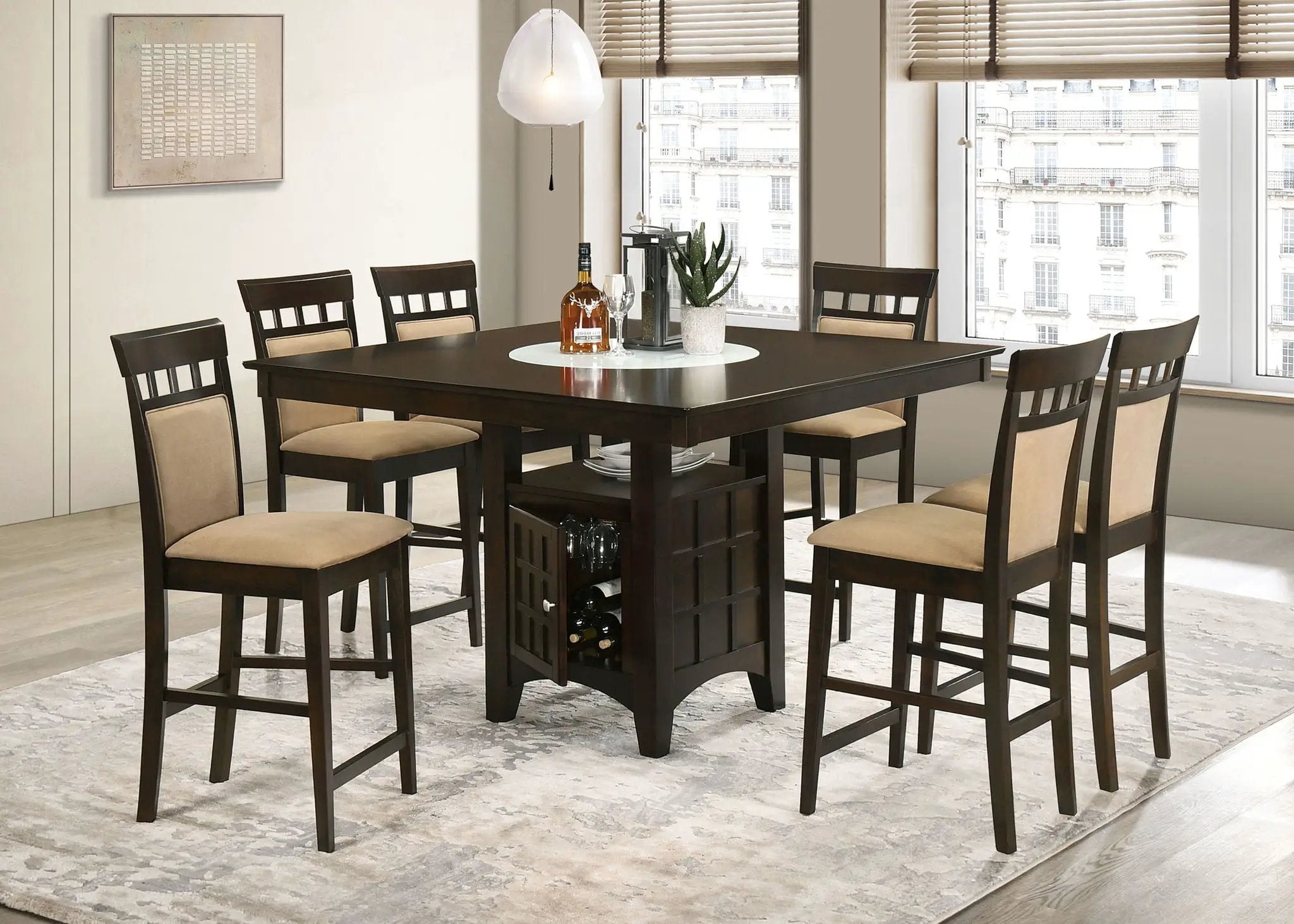 Gabriel 7-piece Square Counter Height Dining Set Cappuccino by Unique Piece Furniture