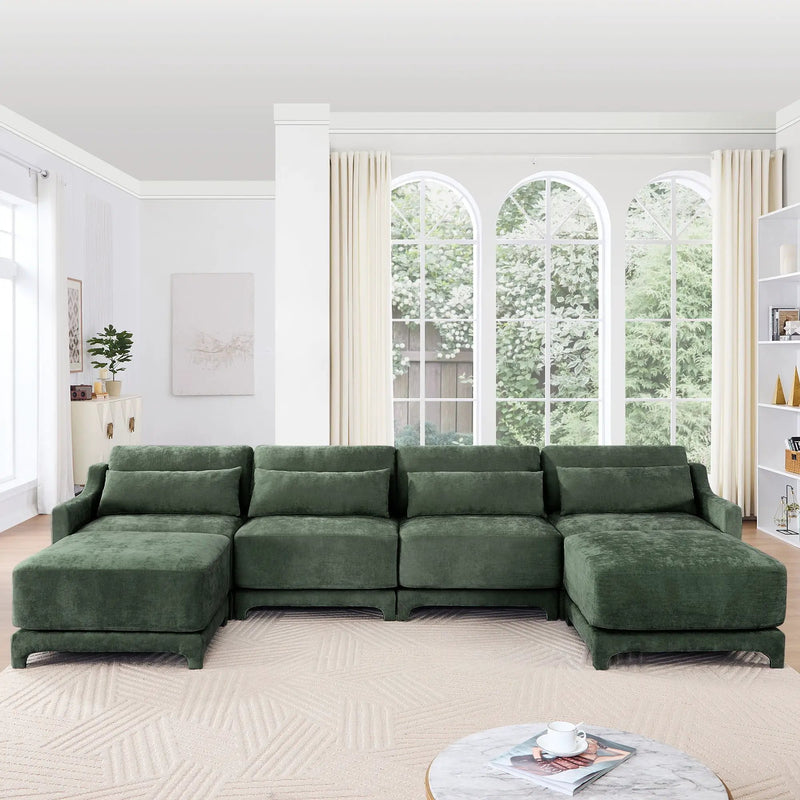 Stylish Sofa With Ottoman And Lumbar Pillows, Ergonomic Design by Unique Piece Furniture