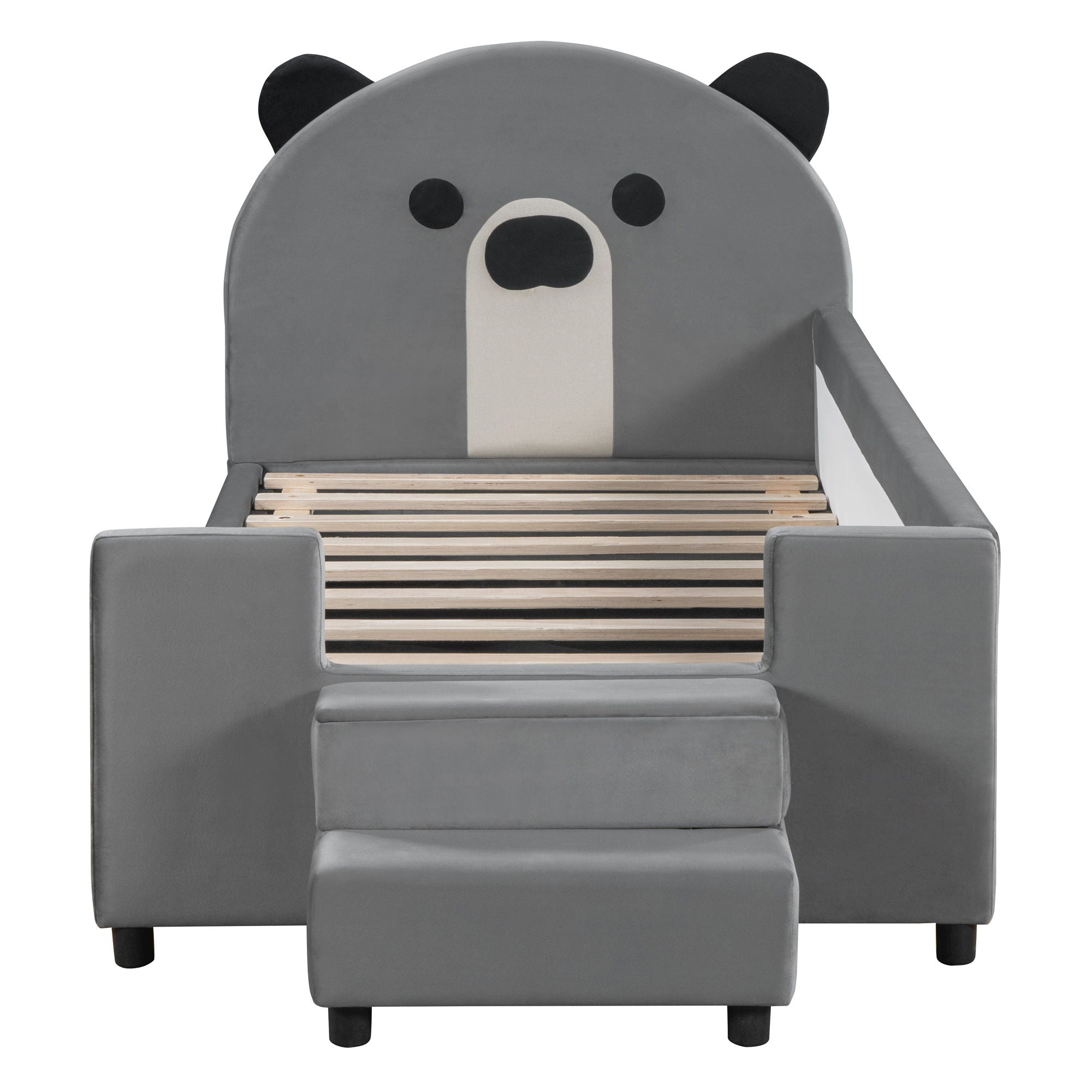 Upholstered Daybed With Bear Shaped Headboard, Hydraulic System And Breathable Fence by HouseOfZazla
