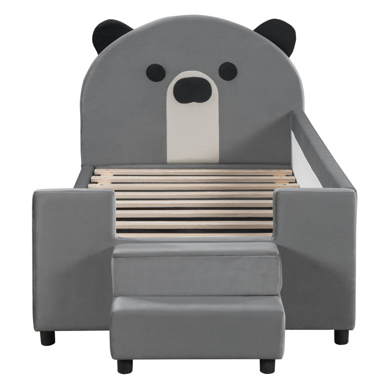 Upholstered Daybed With Bear Shaped Headboard, Hydraulic System And Breathable Fence by HouseOfZazla