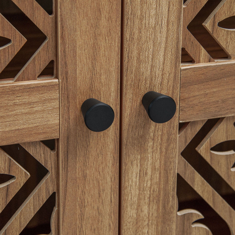 Tall Kitchen Pantry Cabinet With Hollow Carved Doors Adjustable Shelves Versatile Storage Cabinet For Kitchen - Walnut by HouseOfZazla