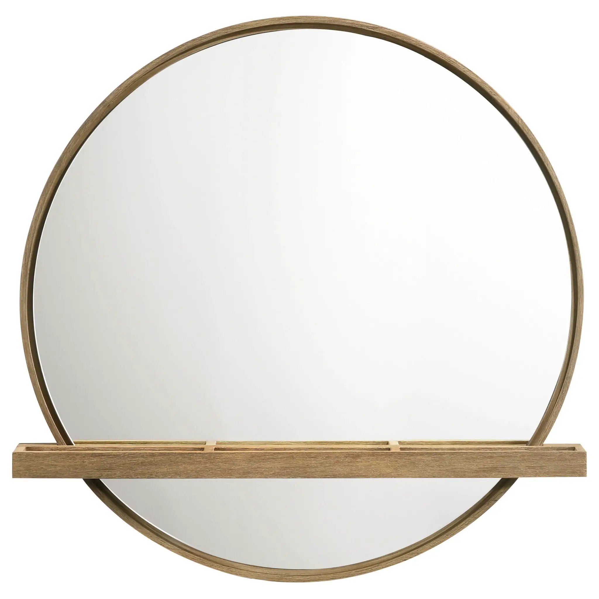 Arini Round Vanity Wall Mirror with Shelf Sand Wash by Unique Piece Furniture