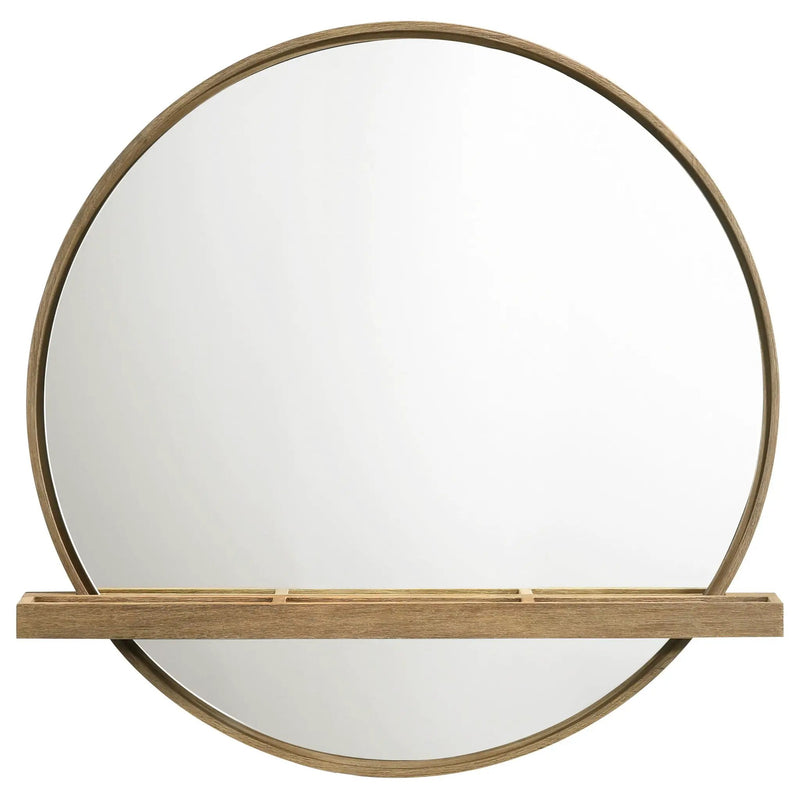 Arini Round Vanity Wall Mirror with Shelf Sand Wash by Unique Piece Furniture