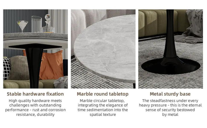 27.6-Inch Round Faux Marble Dining Table by HouseOfZazla