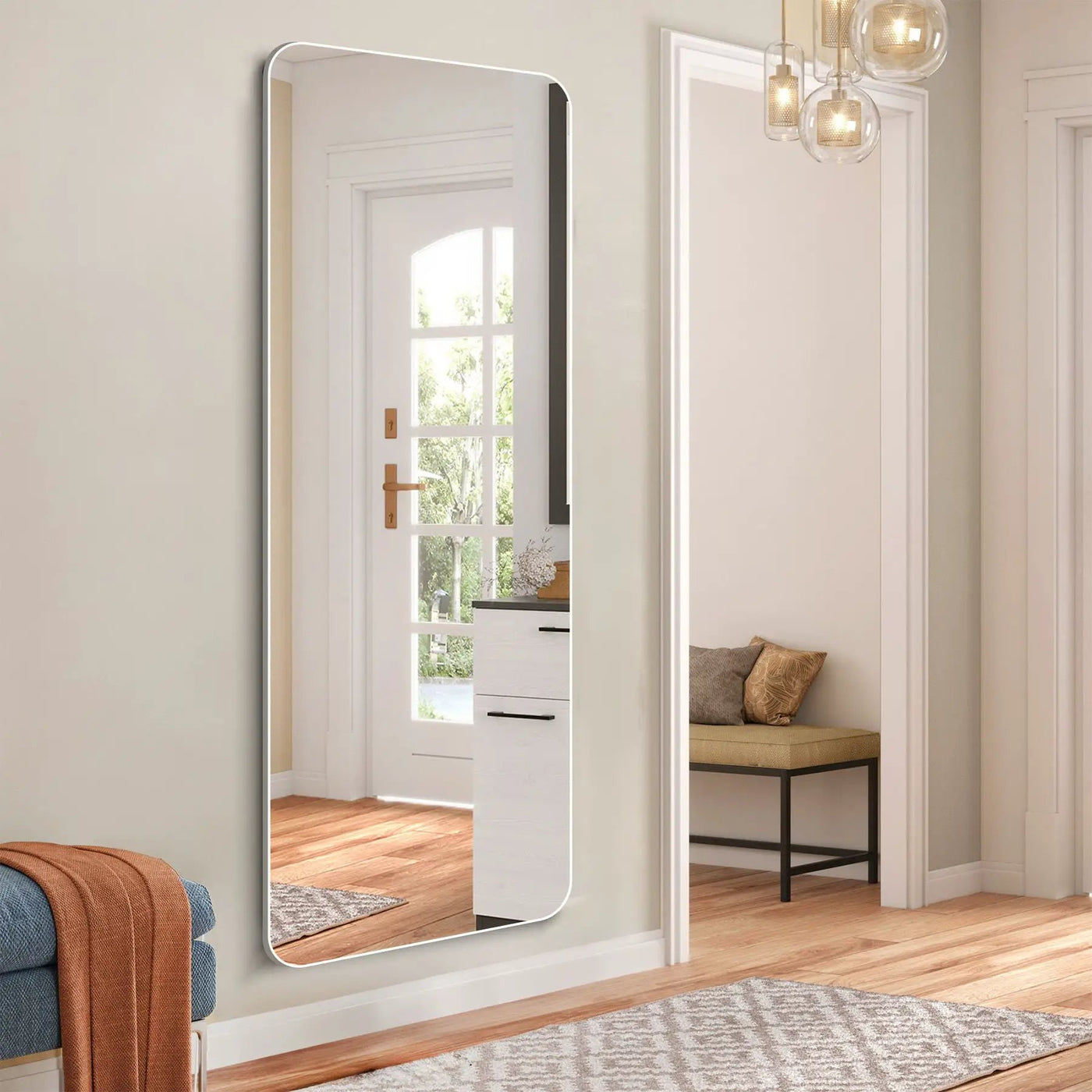 Full Body Round Corner Mirror For Living Room by HouseOfZazla
