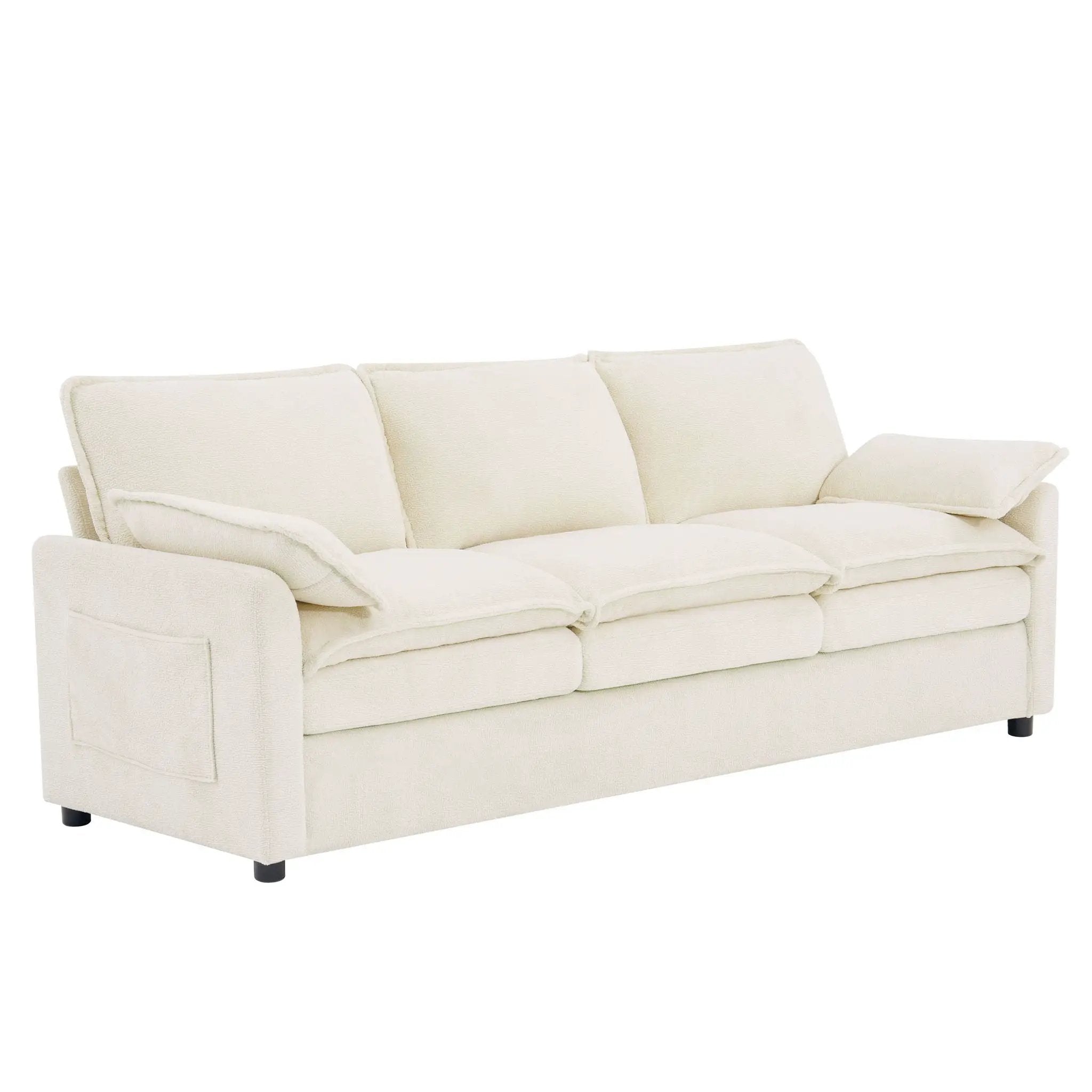 Modern 3 Seater Sofa With Side Storage Pockets For Living Room by HouseOfZazla