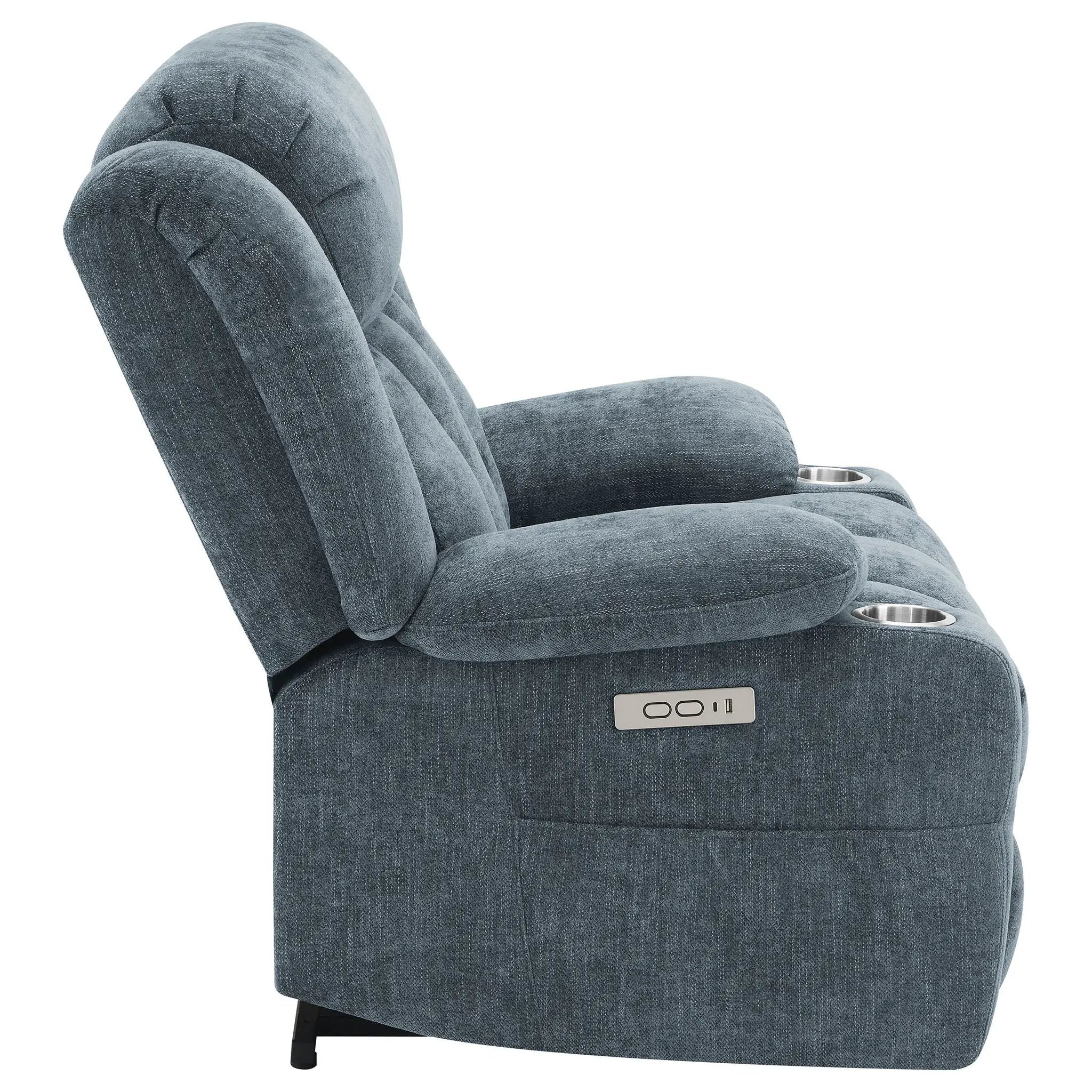 Beca - Upholstered Power Lift Recliner With Cupholders And USB Charging by HouseOfZazla