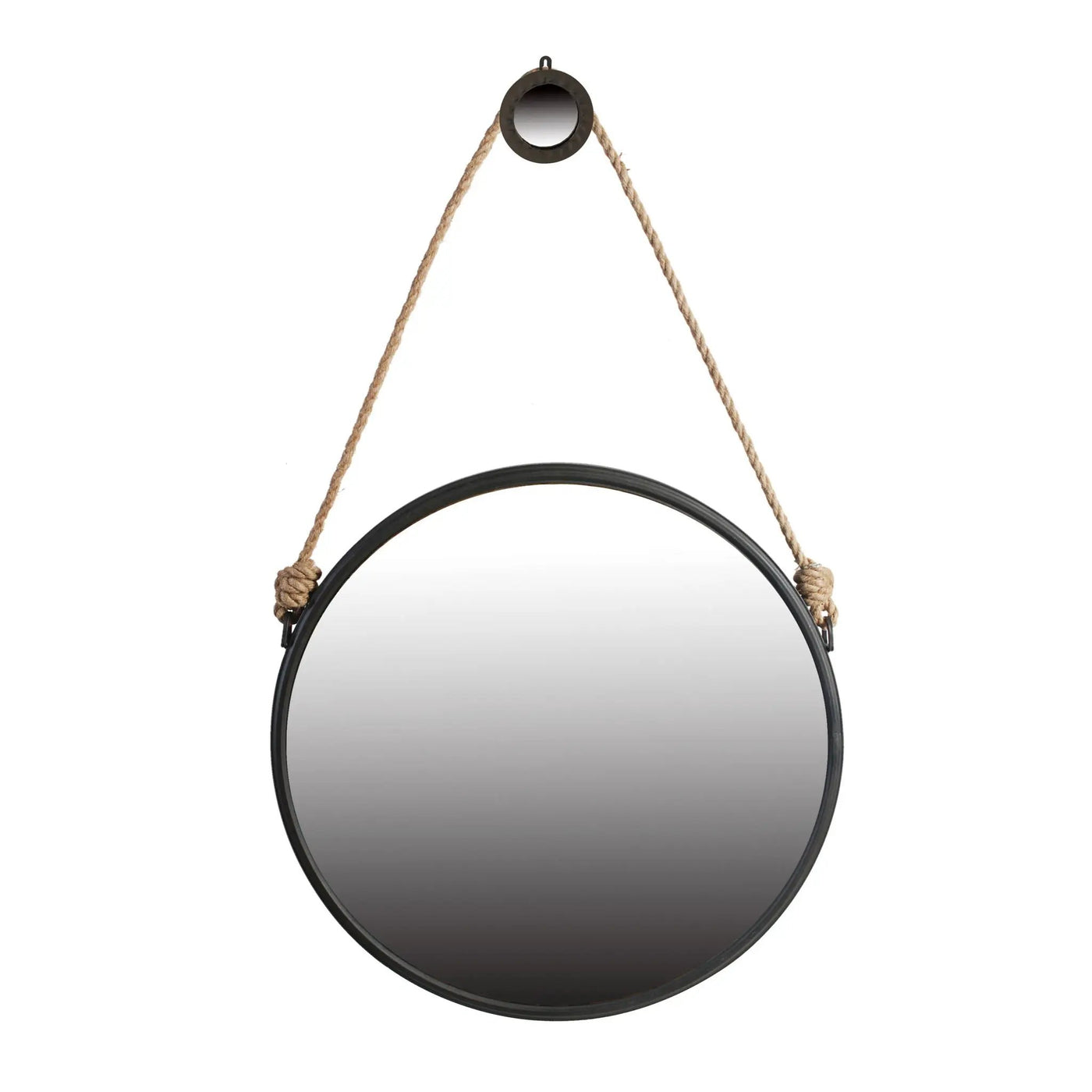 Handsome Cleveland Mirror With Rope Strap Contemporary Design Circle Mirror With Round Metal Frame For Wall Decor by HouseOfZazla