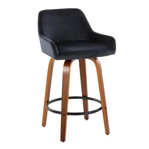 Daniella - Contemporary Fixed Height Counter Stool With Swivel With Round Footrest (Set of 2) by HouseOfZazla