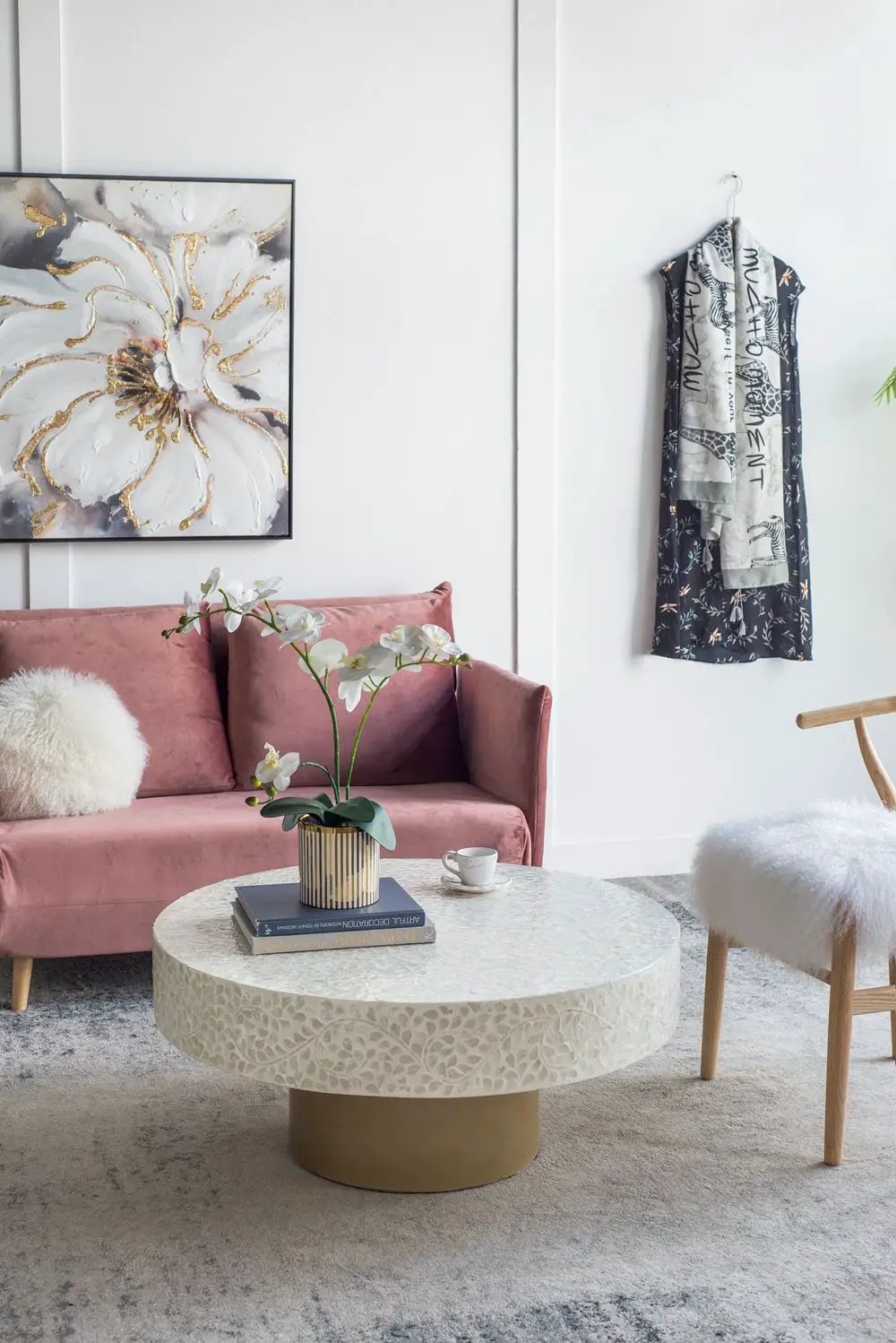Unique Capiz Coffee Table & Pedestal Base by HouseOfZazla