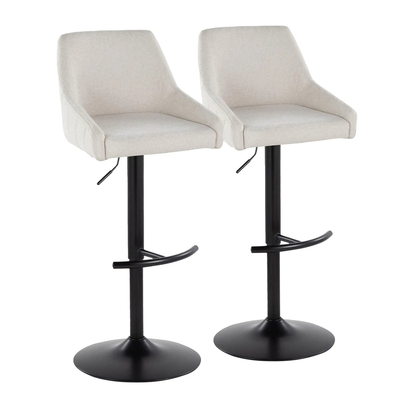 Hannah - Transitional Adjustable Barstool With Swivel With Rounded T Footrest (Set of 2) by HouseOfZazla