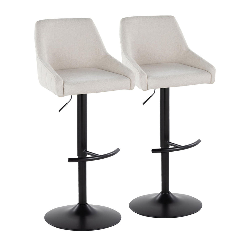 Hannah - Transitional Adjustable Barstool With Swivel With Rounded T Footrest (Set of 2) by Unique Piece Furniture