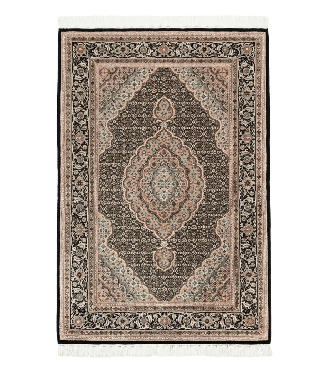 Sino Persian Rug 4x6, Fine Hand Knotted Carpet, Black, Wool, Vintage Rug 4 x 6, Herati Mahi, 300 KPSI by Jewel Rugs