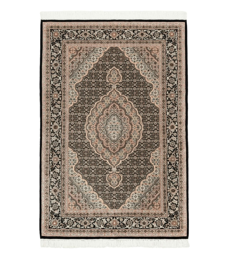 Sino Persian Rug 4x6, Fine Hand Knotted Carpet, Black, Wool, Vintage Rug 4 x 6, Herati Mahi, 300 KPSI by Jewel Rugs
