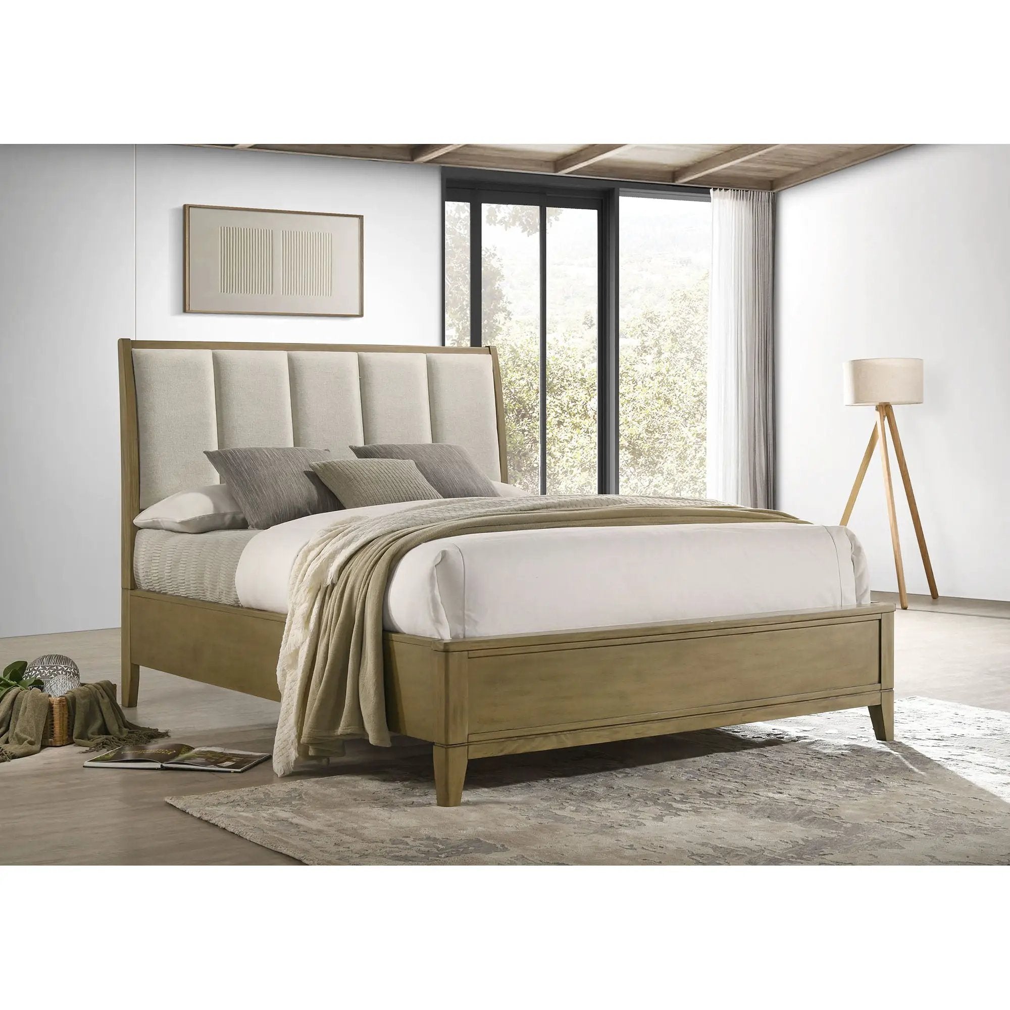 Menlo - Queen Upholstered Panel Bed - Natural by HouseOfZazla