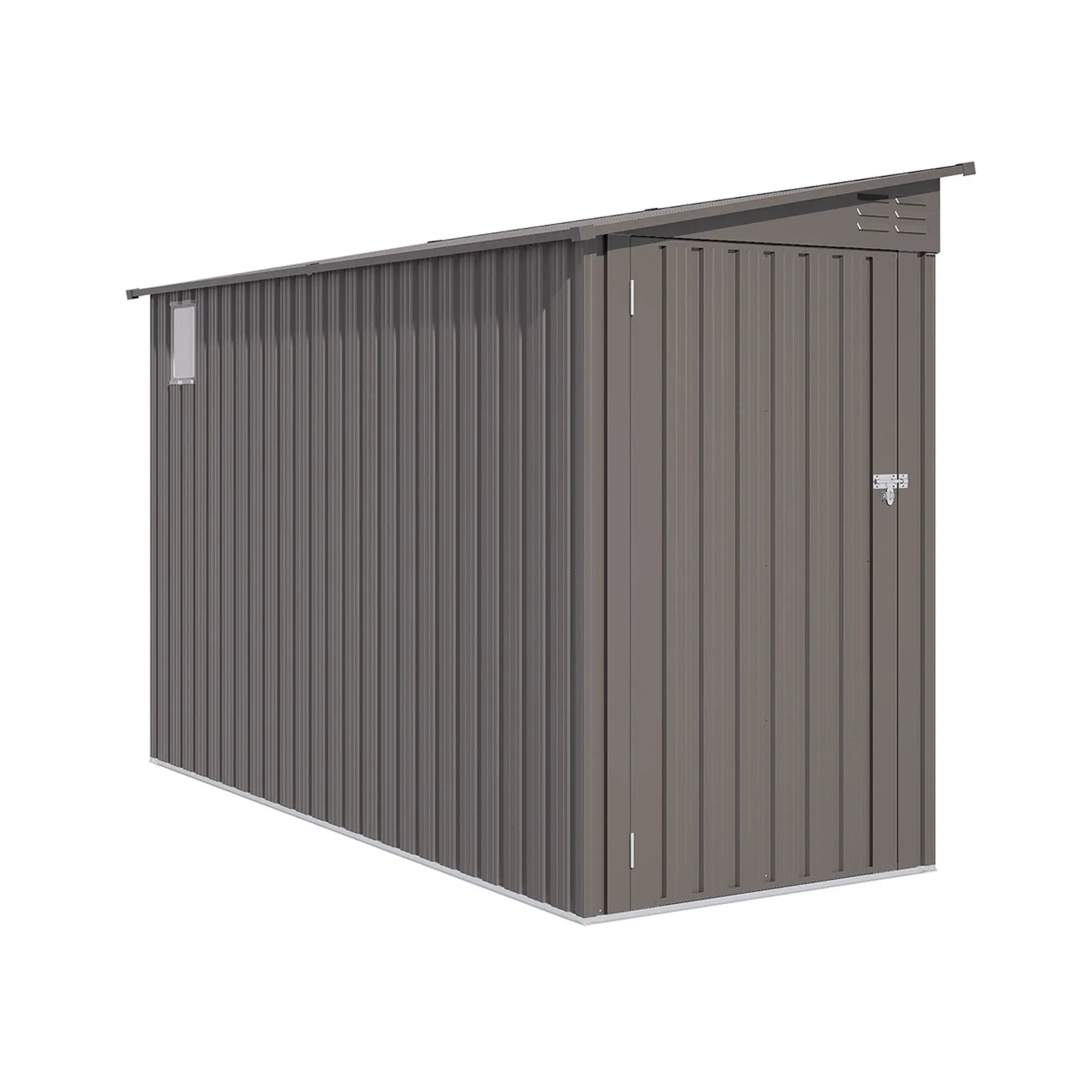 Lean To Shed With Windows, Tool House With Sloping Roof With 2 Vents And 1 Side Open Door For Backyard - Gray by HouseOfZazla