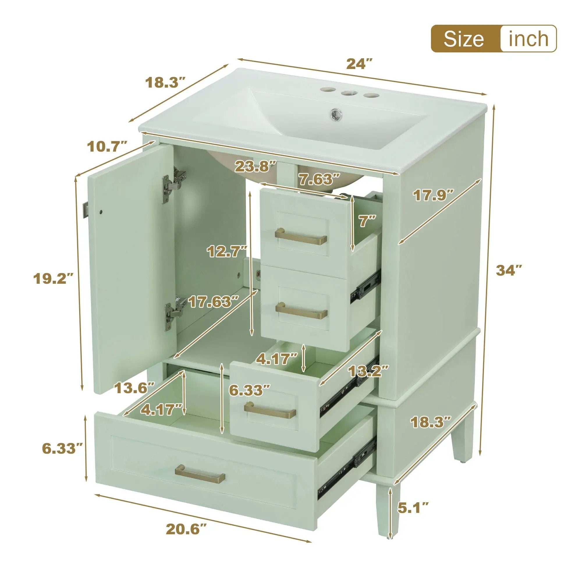 Bathroom Vanity, Modern Bathroom Cabinet With Sink Combo Set, Bathroom Storage Cabinet With A Soft Closing Door And 3 Drawers, Solid Wood Frame by HouseOfZazla