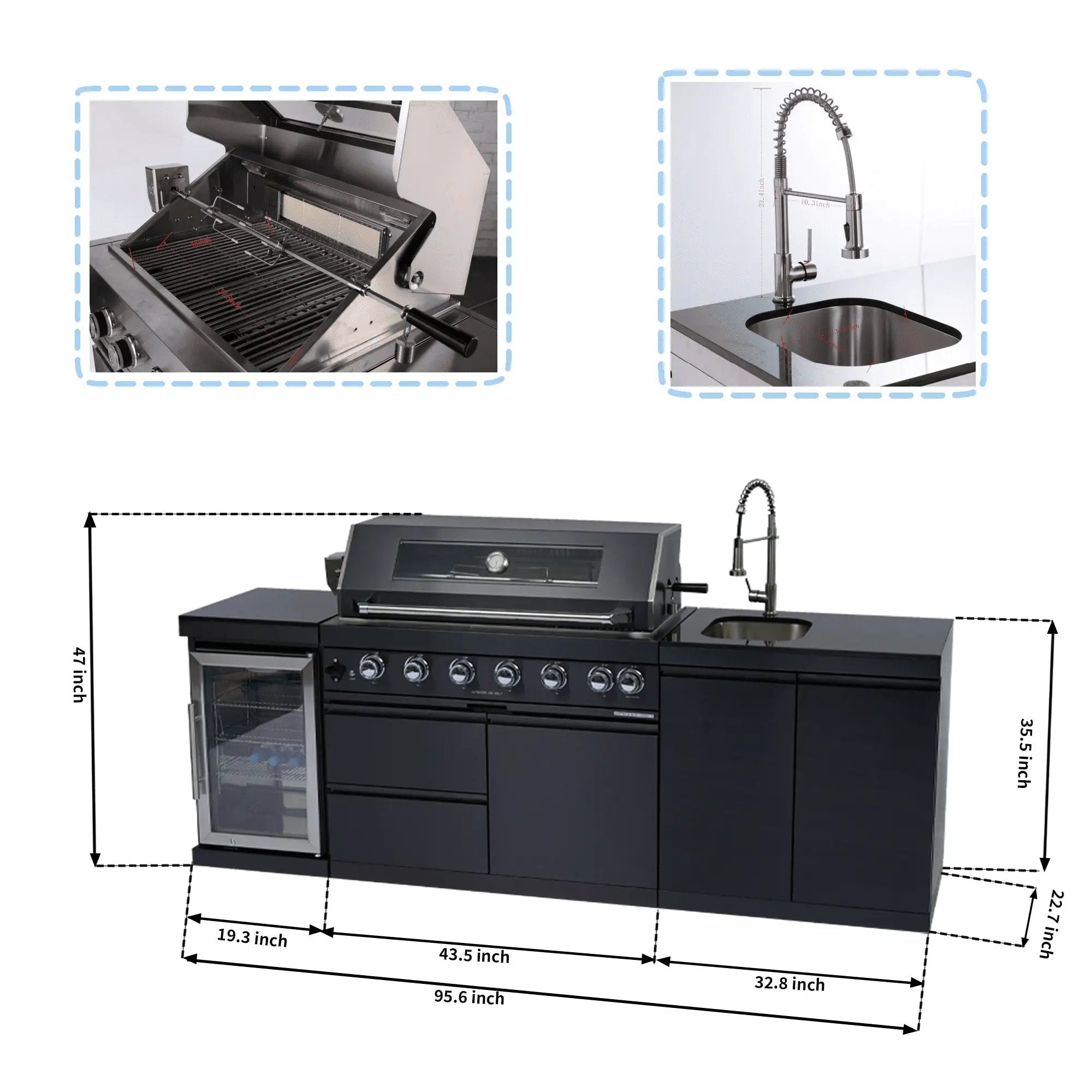 Double Door Sink Cabinet with Tap Stainless Steel Outdoor Kitchen Islands by HouseOfZazla