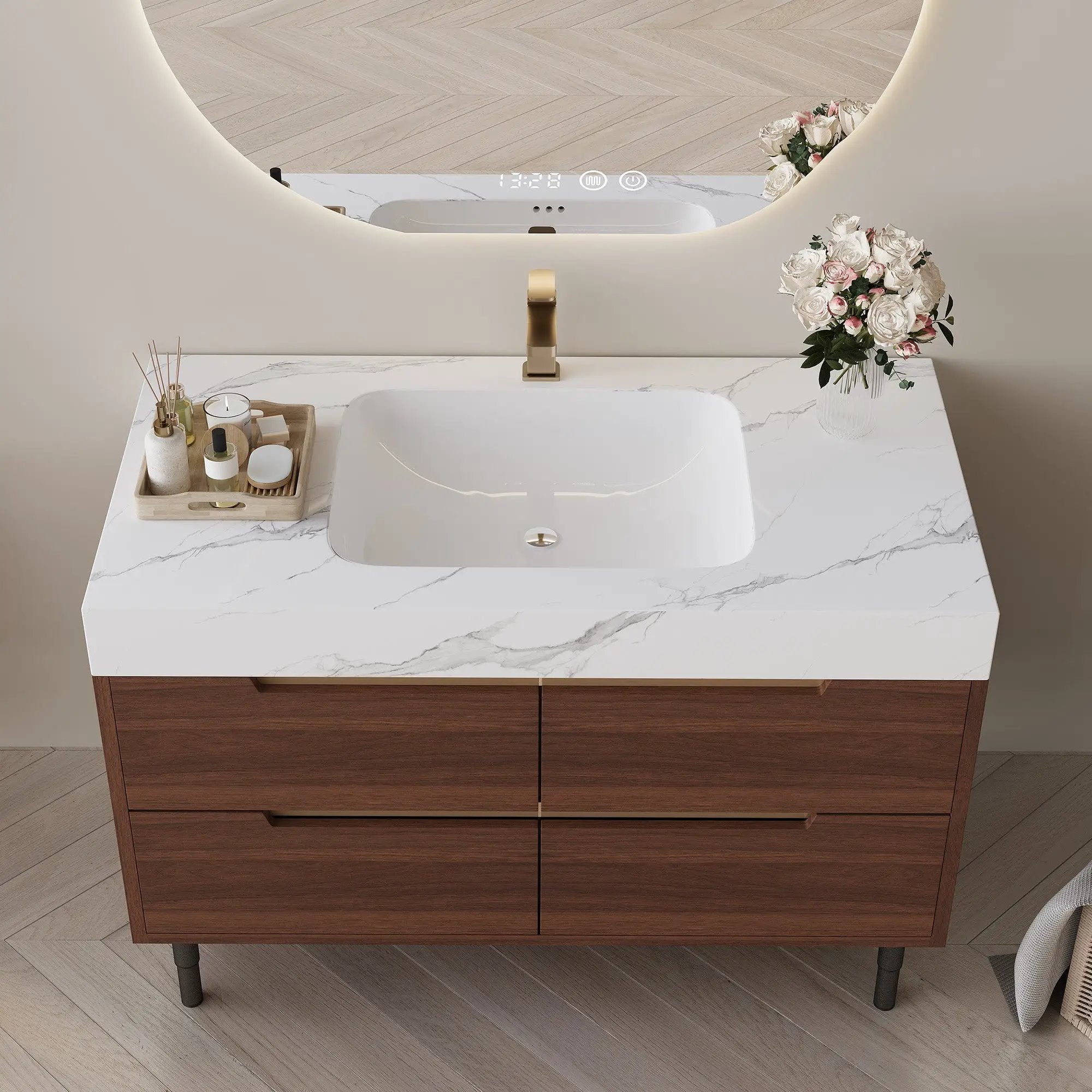 35.4" Farmhouse Free-standing Sintered Stone Bathroom Vanity with Undermount Sink by HouseOfZazla
