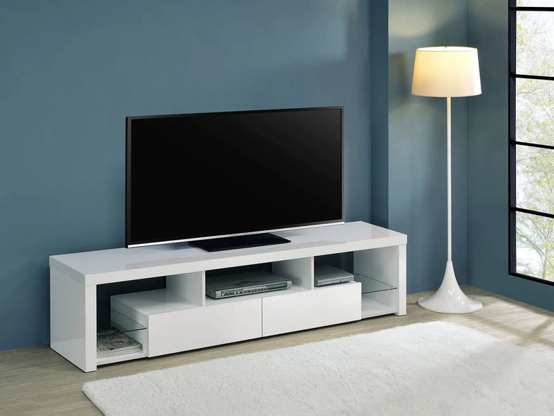 Jude 2-drawer Engineered Wood 71-inch TV Stand High Gloss White by Unique Piece Furniture