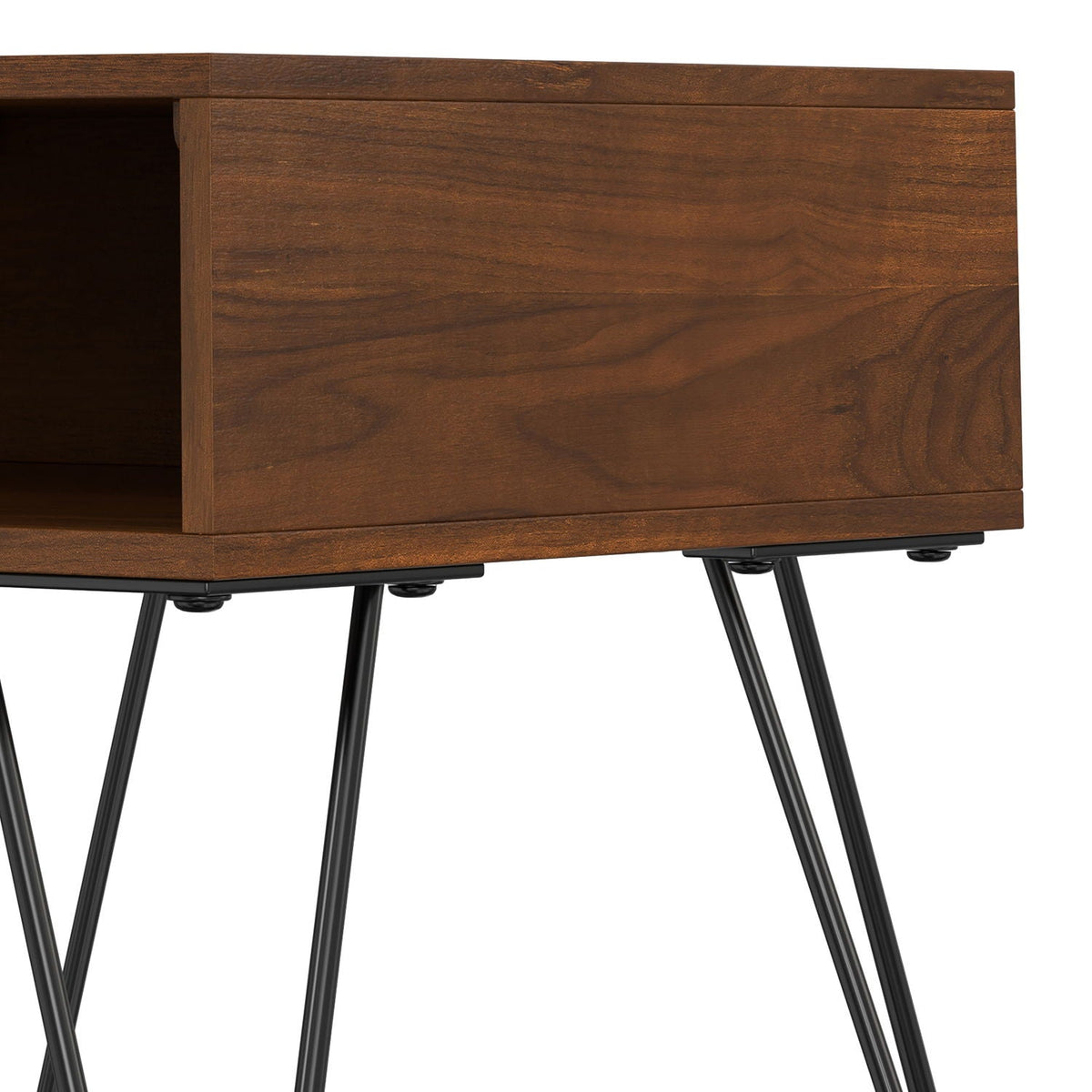 Wood End Table with Open Storage and Iron Hairpin Legs - Dark or Light Brown, photo 12 of 12