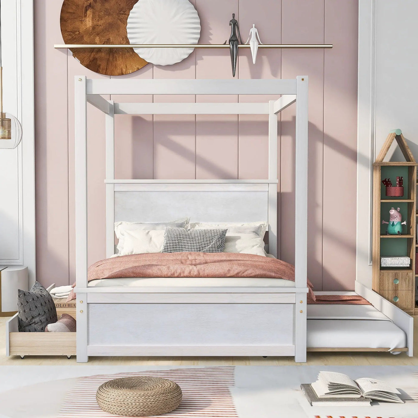 Canopy Platform Bed With Drawers, Support Slats, No Box Spring Needed by Unique Piece Furniture