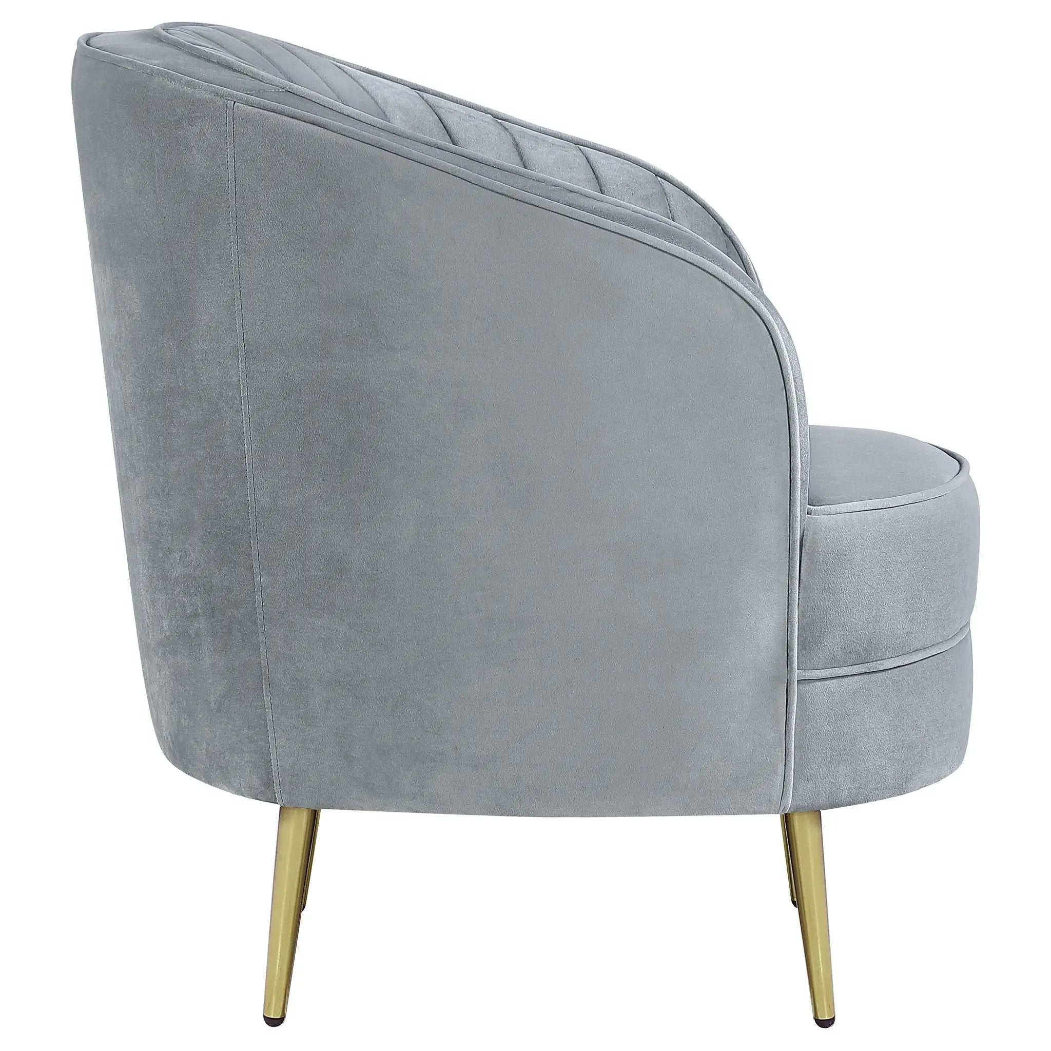 Sophia Upholstered Channel Tufted Barrel Accent Chair Grey by Unique Piece Furniture