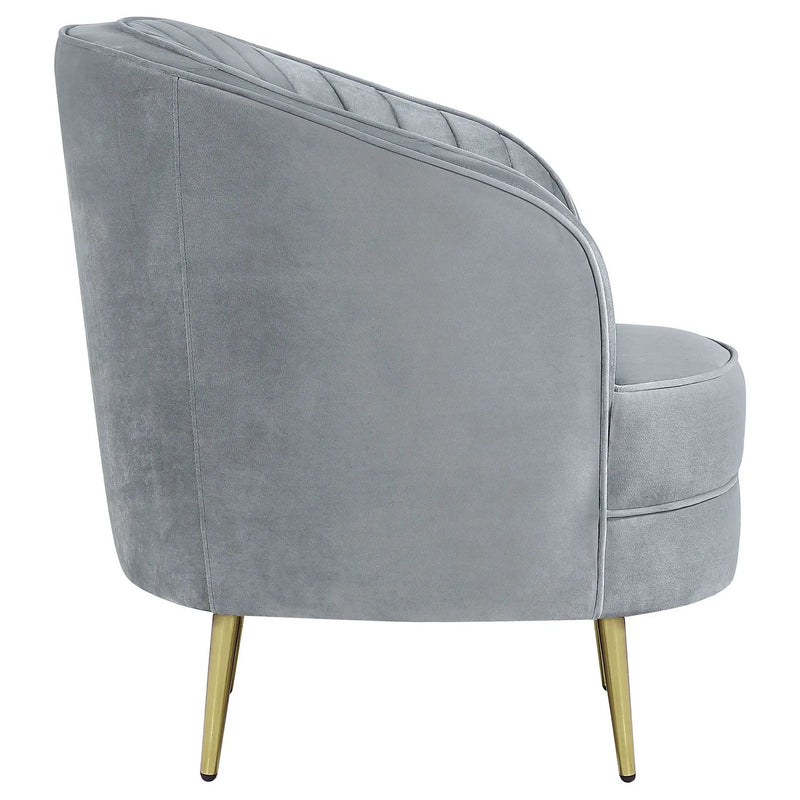 Sophia Upholstered Channel Tufted Barrel Accent Chair Grey by Unique Piece Furniture