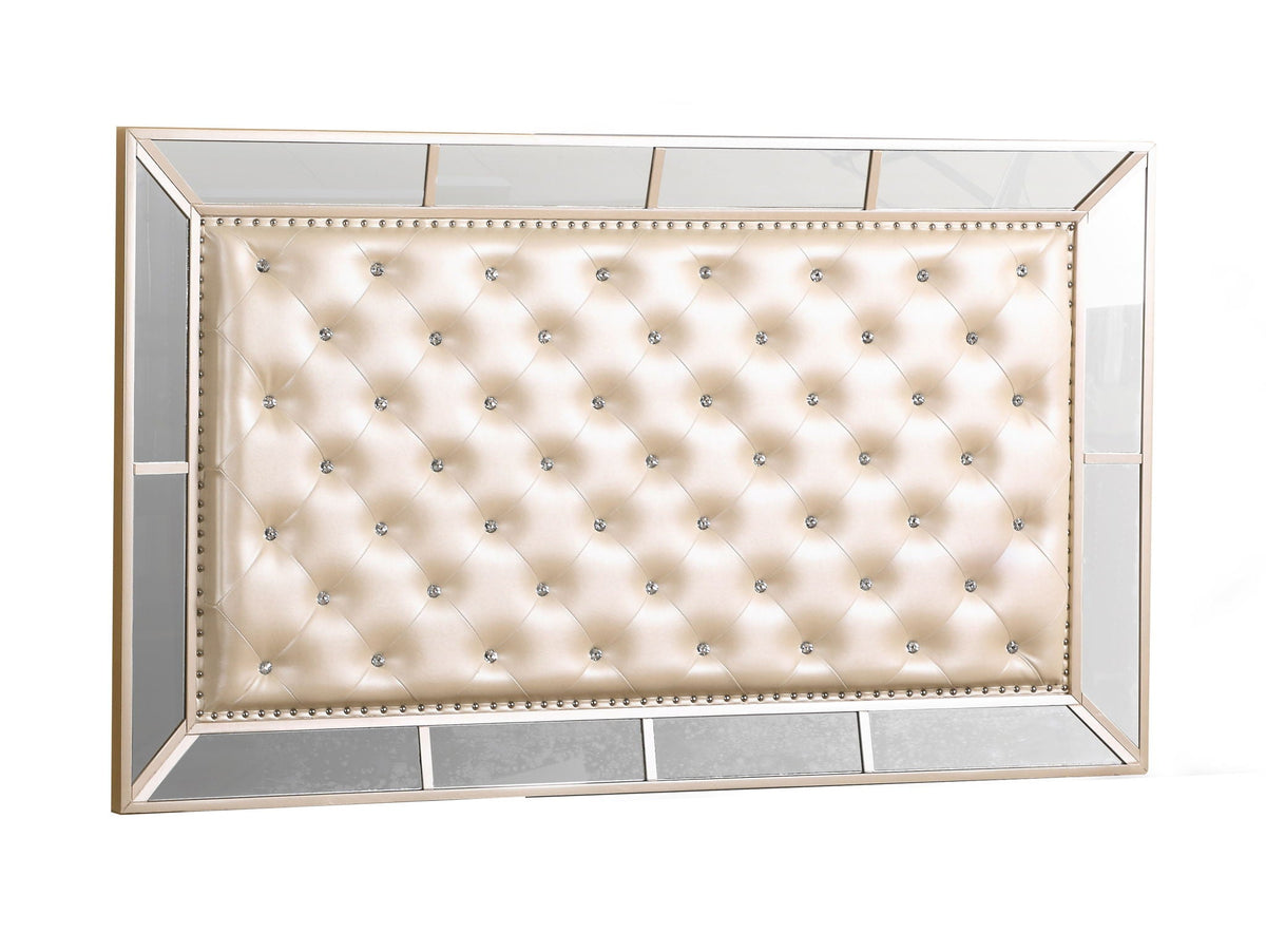 Contemporary Panel Bed with Mirrored Accents - Beige or Pearl Silver, photo 34 of 34
