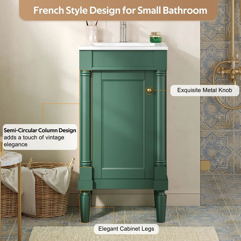 18" French Style Bathroom Cabinet with Storage by HouseOfZazla
