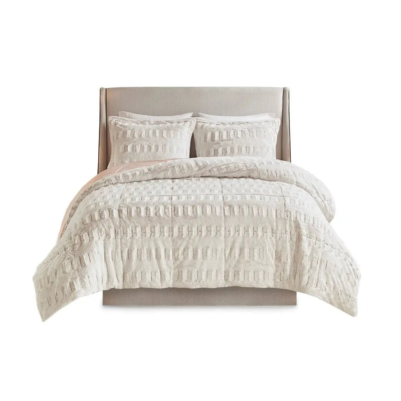 King/Cal King Back Print Long Fur Comforter Mini Set by HouseOfZazla