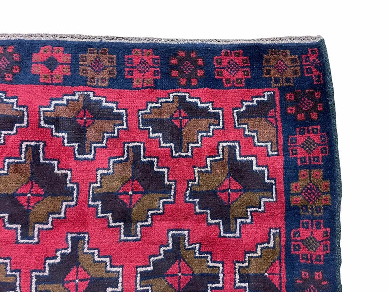 3' X 4' 7" Vintage Handmade Tribal Wool Rug Balouchi Rug Afghan Rug Red Brown by Jewel Rugs