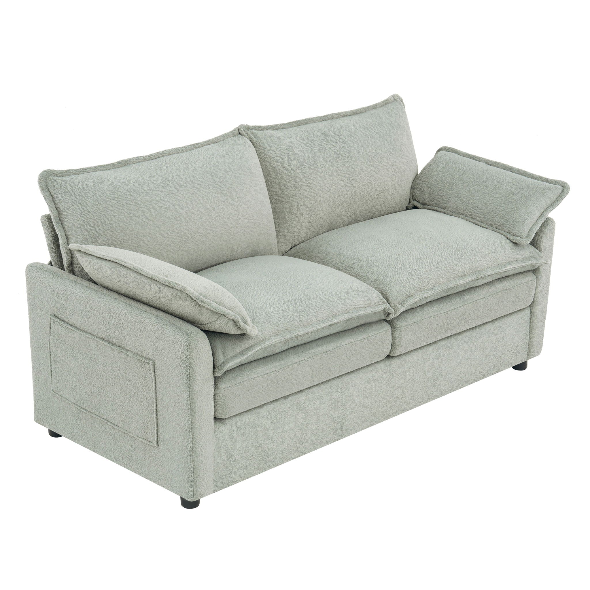 Modern Loveseat Sofa, Upholstered Couch With Side Storage Pockets by HouseOfZazla