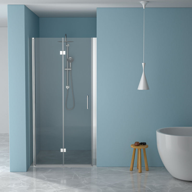 Fold Frameless Shower Door With Tempered Glass by HouseOfZazla