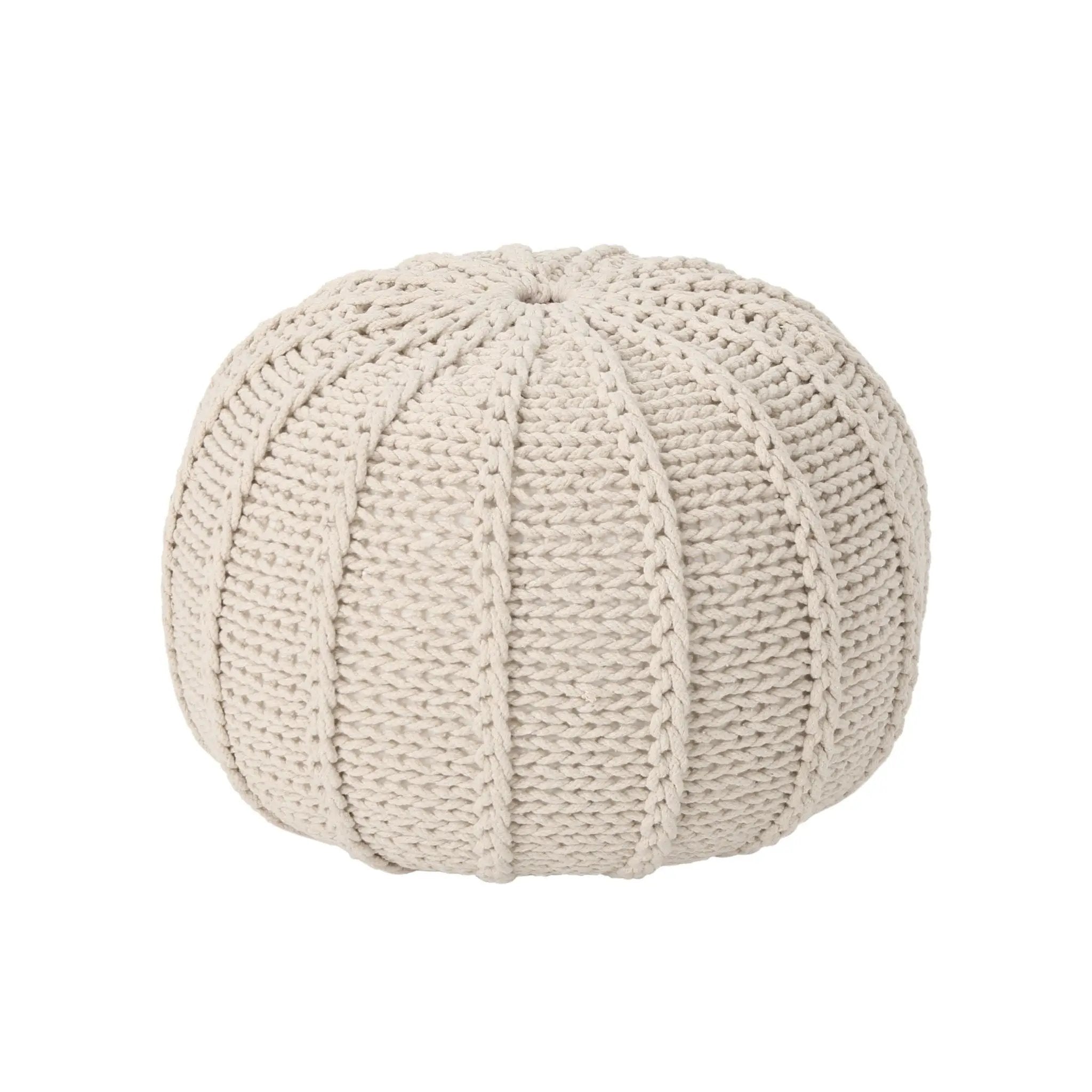 Bordeaux - Knitted Round Pouf Ottoman And Floor Cushion by Unique Piece Furniture
