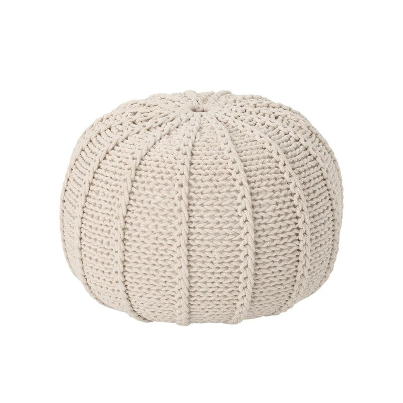 Bordeaux Knitted Round Pouf Ottoman And Floor Cushion by HouseOfZazla