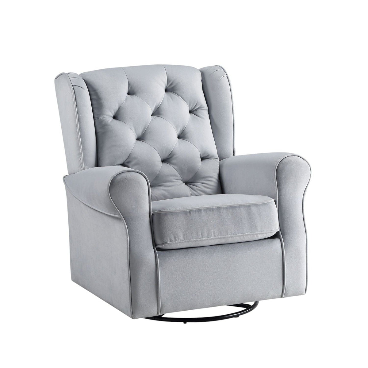Gray Glider Chair with Swivel and 360° Motion - Fabric Upholstery
