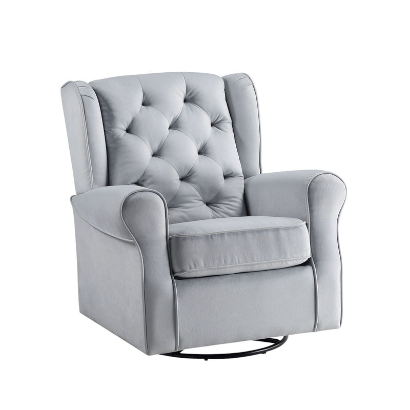 Gray Glider Chair with Swivel and 360° Motion - Fabric Upholstery