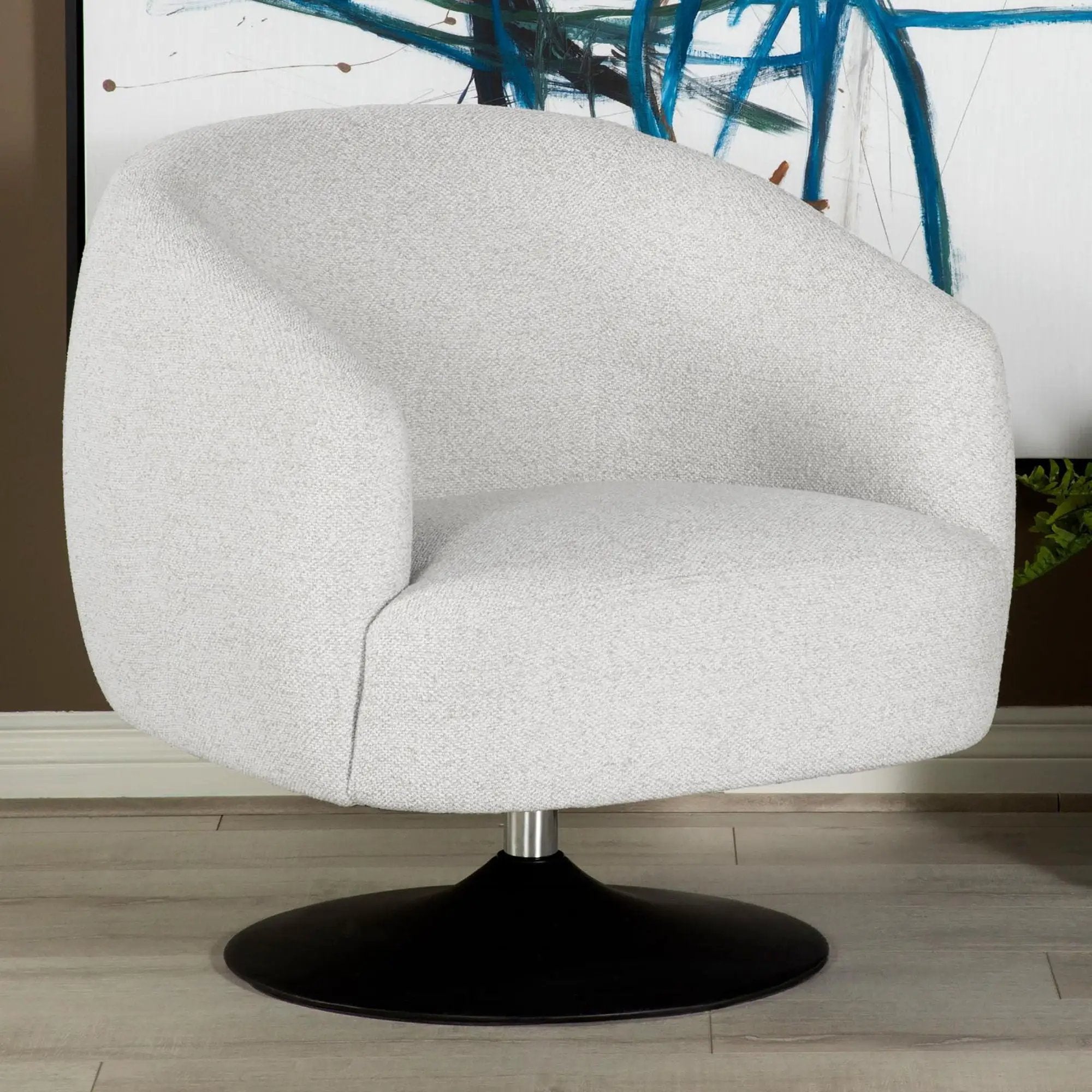 Upholstered Swivel Accent Chair, 360 Degree Rotation - Beige by HouseOfZazla