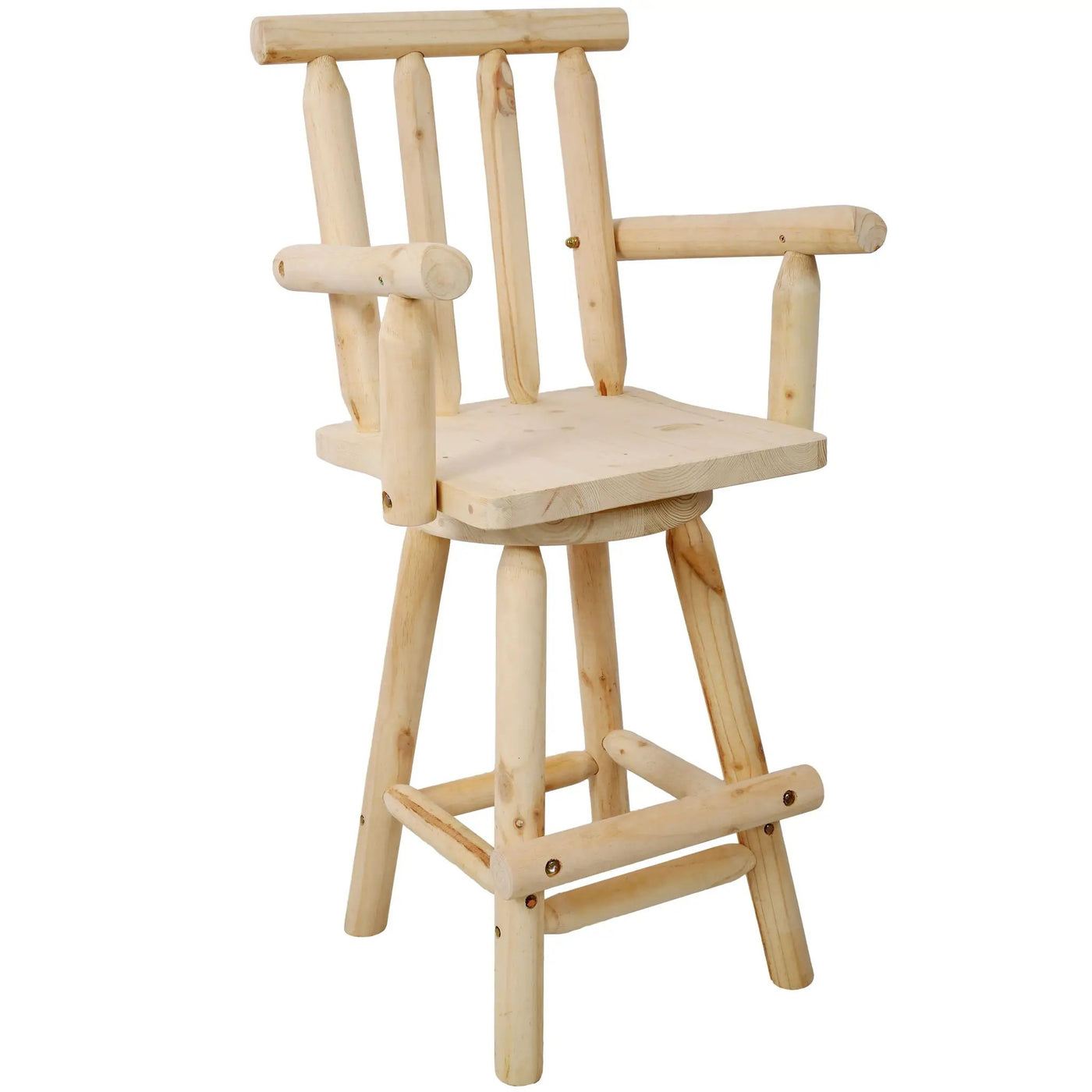Rustic Bar Stool, Fir Wood Construction, Wide Armrest by HouseOfZazla