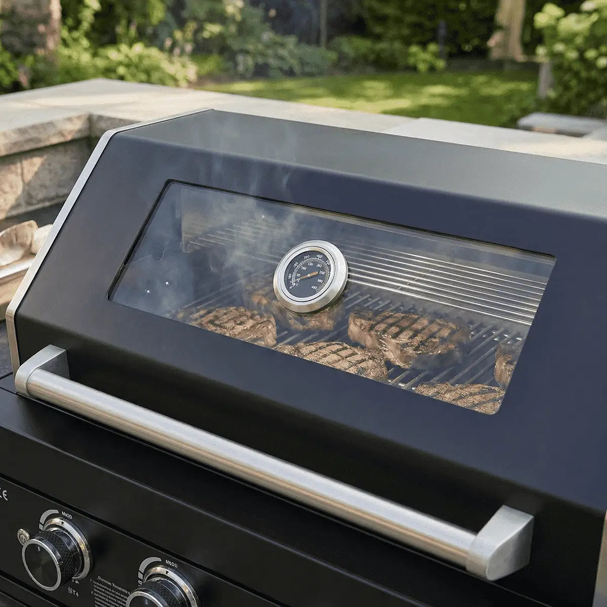 65" 4-Burner 72,000 BTU Black Outdoor Kitchen Island Grill +Side Burner + Marble Countertops by Chery Industrial