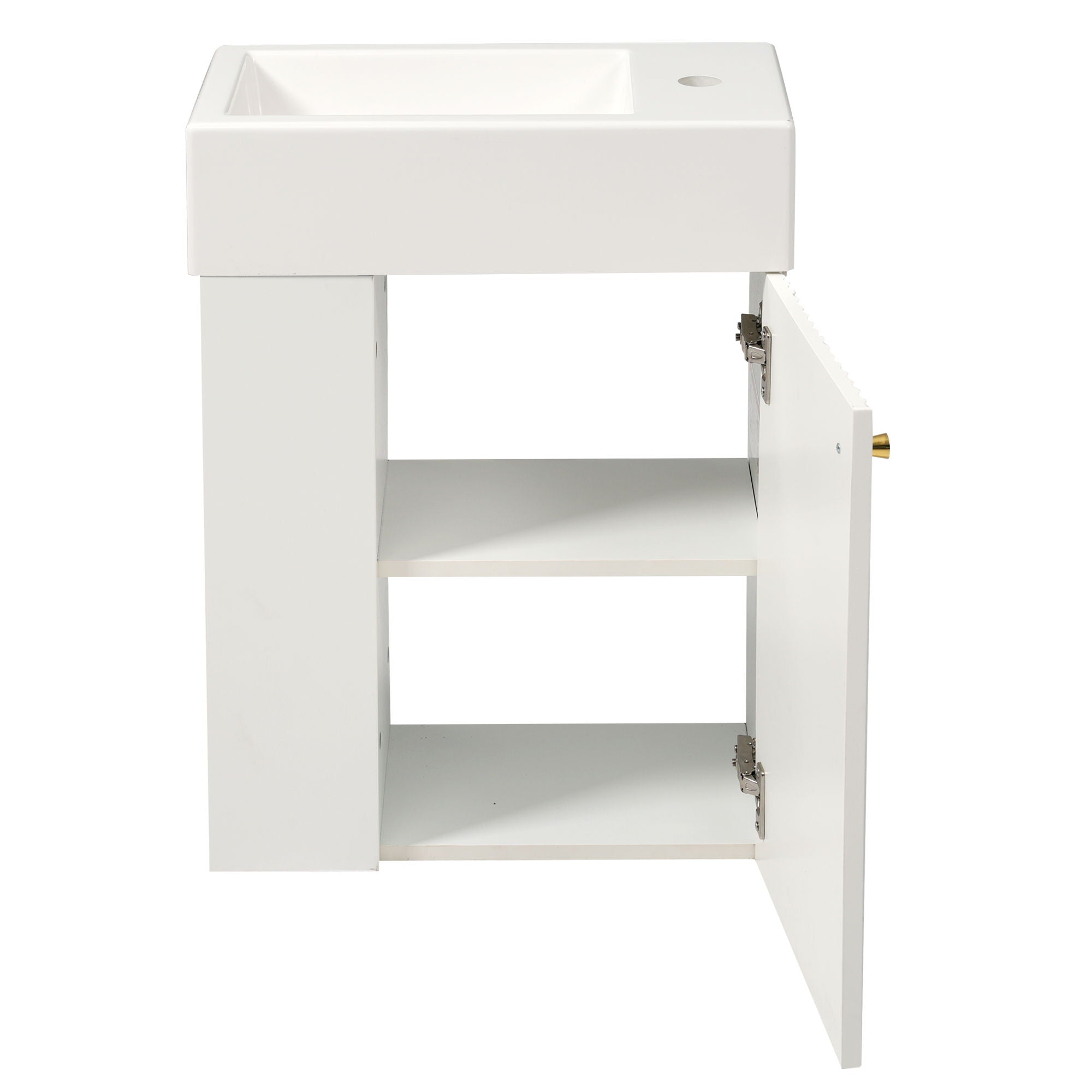 Floating Bathroom Vanity With Resin Basin, Left Side Storage - White by HouseOfZazla