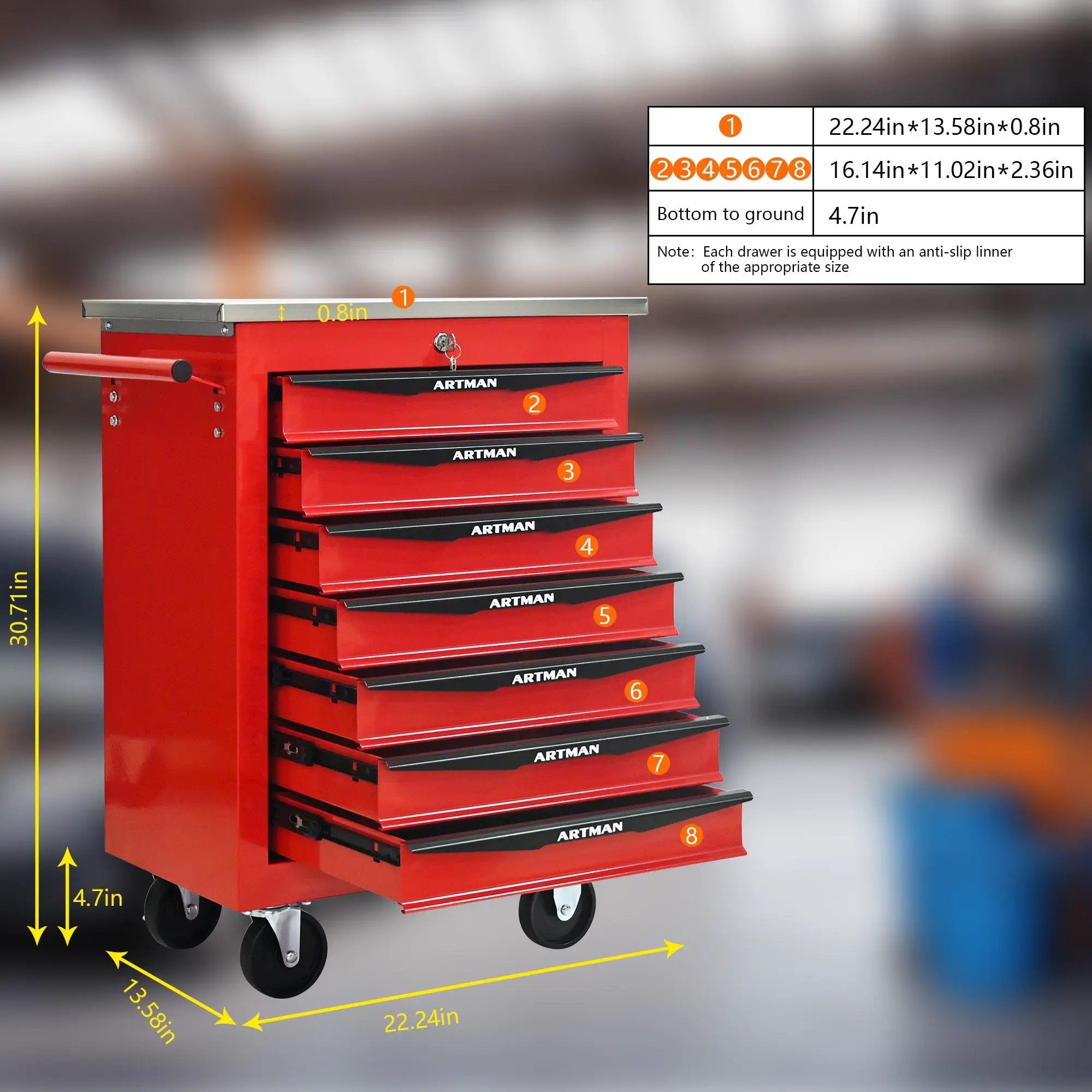 7 Drawers Multifunctional Tool Cart with Wheels by HouseOfZazla