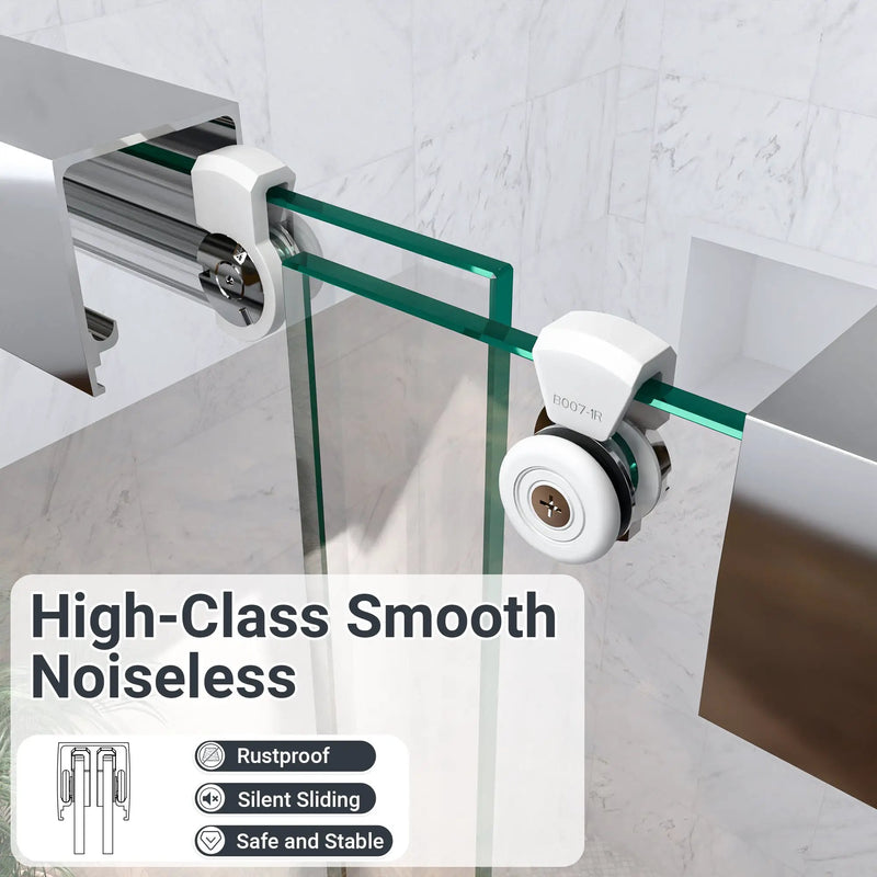 Semi-Frameless Double Sliding Shower Door by HouseOfZazla