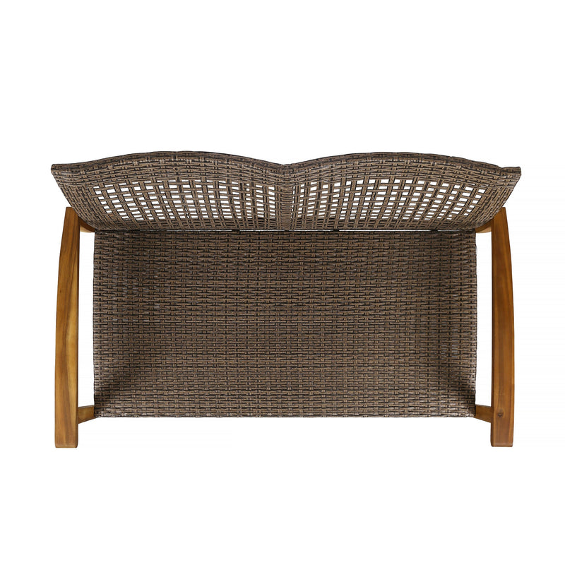Hampton Outdoor Acacia Wood Wicker Loveseat by HouseOfZazla