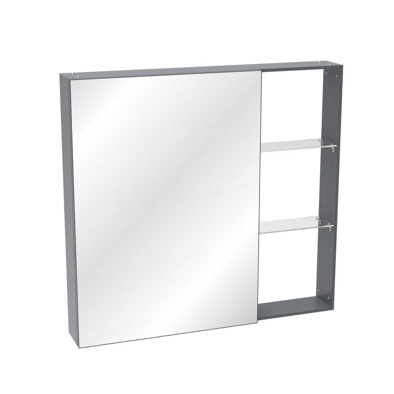 Medicine Cabinet with Adjustable Shelves and Mirror - Black Brown