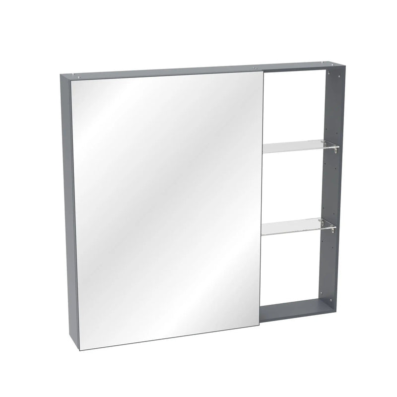 Medicine Cabinet, Wall Mounted Bathroom Mirror With Storage, Adjustable Shelves - Black Brown by HouseOfZazla