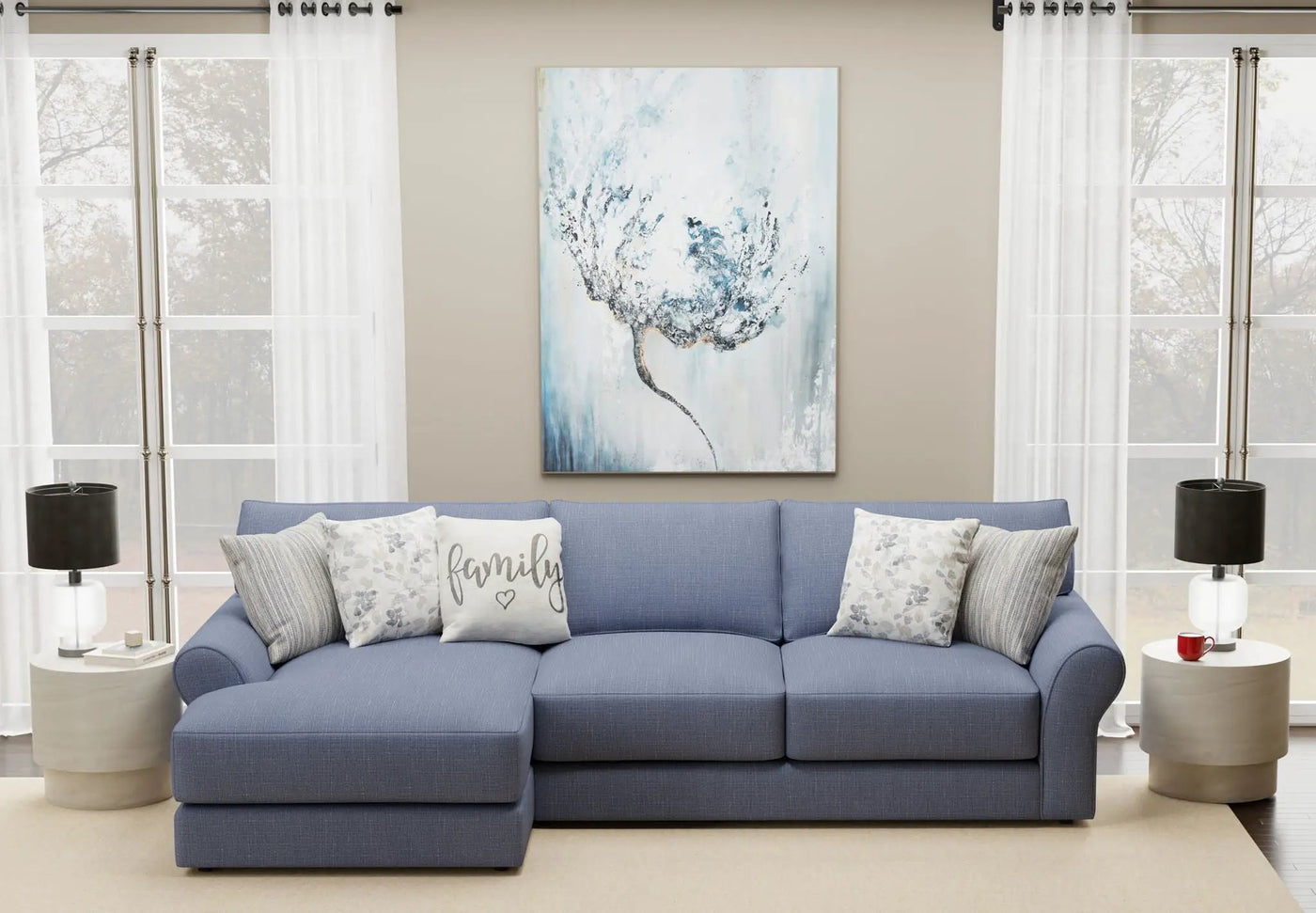 Cape May - Sofa Chaise With Comfort Coil Seating And 5 Accent Pillows Included by Unique Piece Furniture
